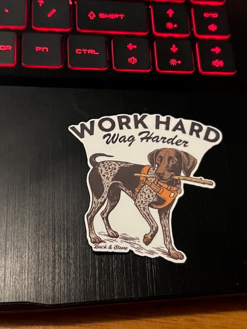 Work Hard Wag Harder GSP Sticker