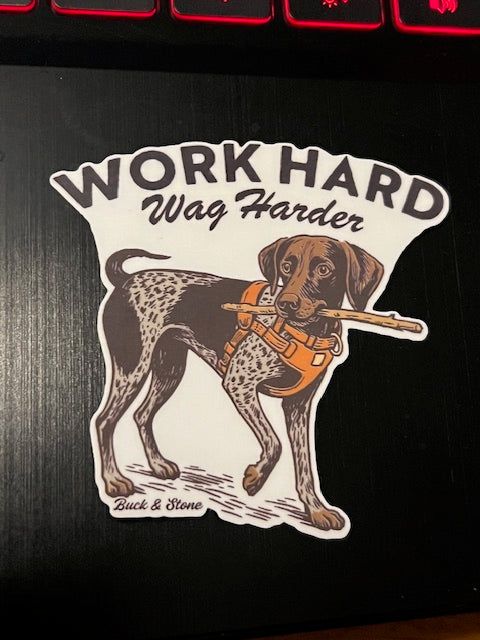 Work Hard Wag Harder GSP Sticker