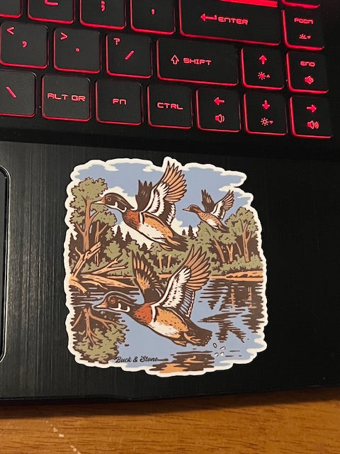 Wood Duck Lake Scene Sticker
