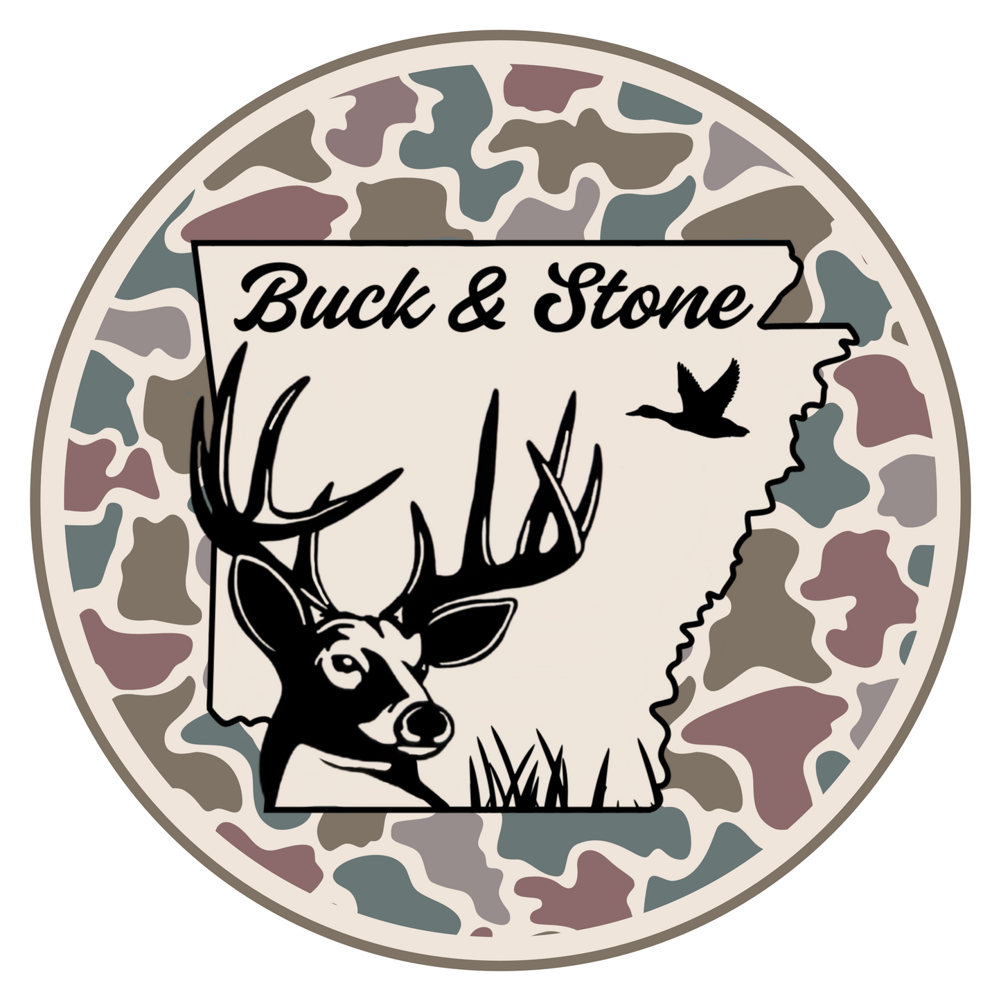Buck & Stone Sticker Old duck camo green