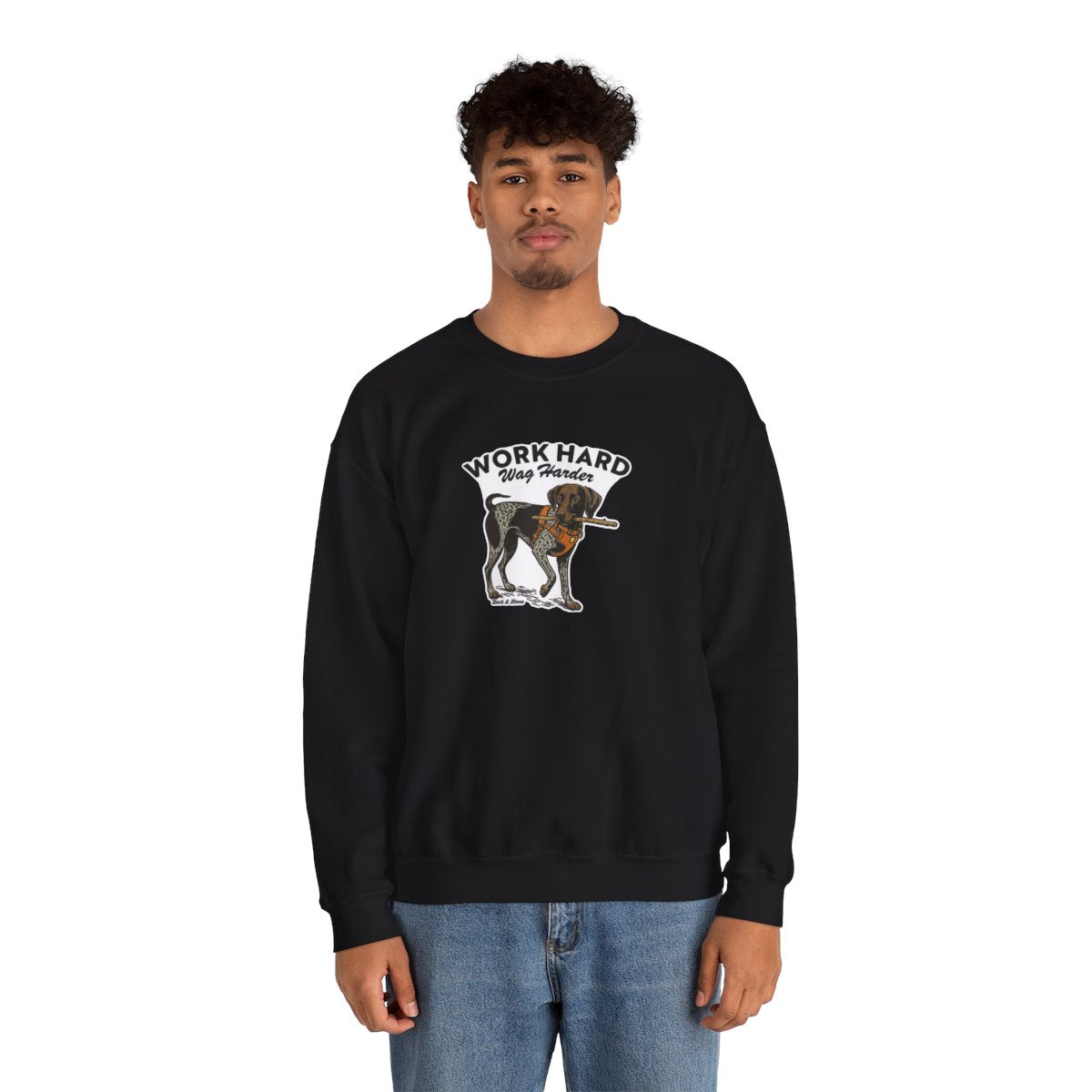 Work hard Wag harder crewneck 50/50 sweatshirt