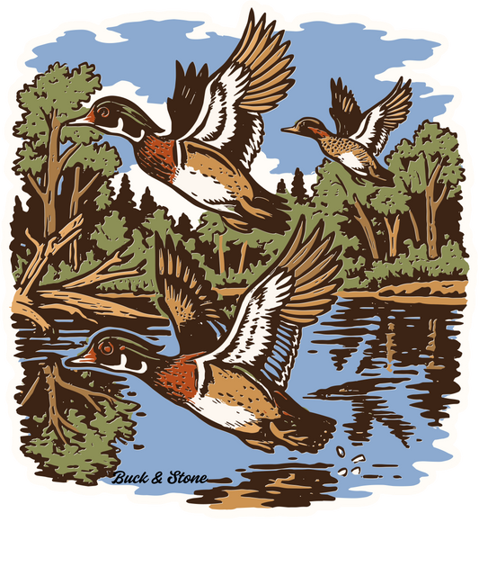 Wood Duck Lake Scene Sticker