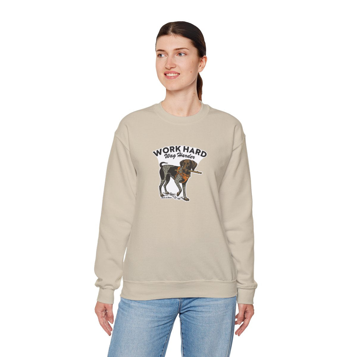 Work hard Wag harder crewneck 50/50 sweatshirt